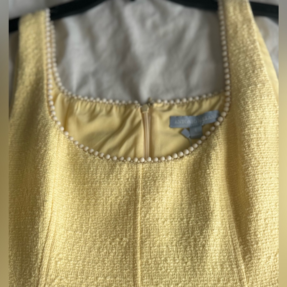 ANTONIO MELANI Pale Yellow Scoop Neck Mini Dress - Picture 5 of 6
